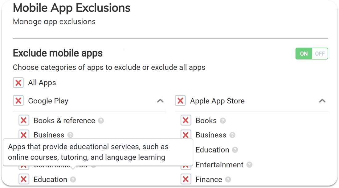 app-exclusions
